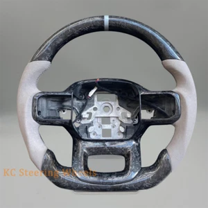 Custom Forged Carbon Fiber white leather Steering Wheel for 2022-2024 Ford F150 - Picture 1 of 5