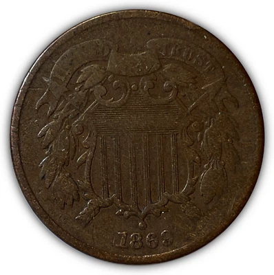 1869 Two Cent Piece Fine F Coin #9269 - Image 1 of 2