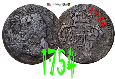 Poland Solidus Solid Schilling 1754 Polski August III Copper Coin #19955 - Image 1 of 3