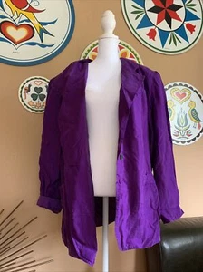 VINTAGE 100% Silk Blazer Who's There Women XL Padded Shoulders 80’s Funky - Picture 1 of 6