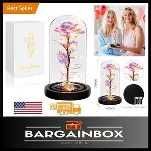 Artificial Rainbow Rose Flower Gift in Glass Dome - Valentine's & Mother's Day - Picture 1 of 10
