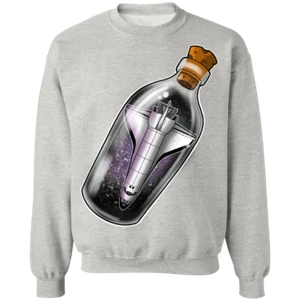Spacecraft in a Bottle Spaceship Crewneck Pullover Sweatshirt - Picture 1 of 7