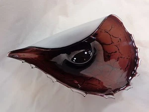 Murano Glass Freeform Shell Bowl 18" Deep Amethyst Sommerso Art Sculpture Italy - Picture 1 of 9