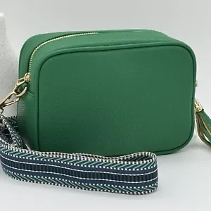 Crossbody Camera Bag Soft Faux Leather Woven Strap 12 Colours Womens Handbag New - Picture 1 of 35
