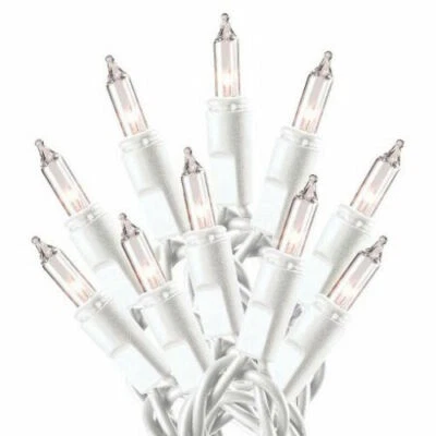 20ct Clear Miniature Light Set White Cord Wire Primitive Christmas Lights Craft - Image 1 of 3