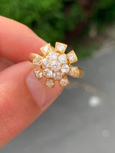18ct gold diamond old cut cluster ring - Imagen 1 de 6