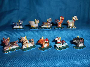 KARUSSELL TIERE 10er Set Minifiguren FRANZÖSISCHES Porzellan FEVES Karussell - Bild 1 von 9