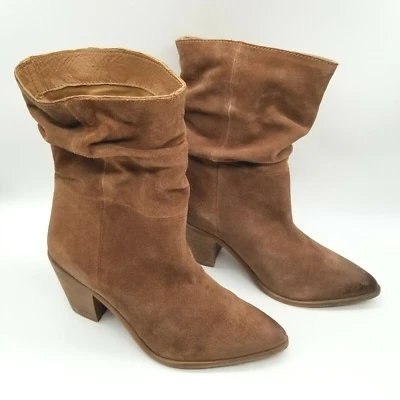 Botines Matisse para mujer Dagget de cuero marrón punta media pantorrilla talla 7 M Foto 1 de 4