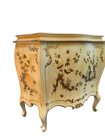 1970s French Provincial Light Yellow Wood Style Cabinet Signed Made in Italy Cover
