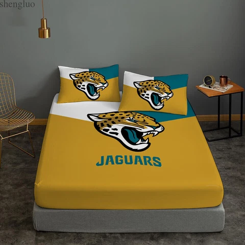 Jacksonville Jaguars Bedding Set 3PCS Fitted Sheet Mattress Cover Pillowcases Cover