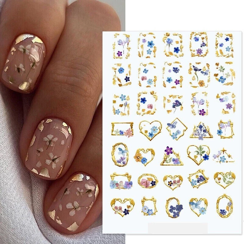 NAIL STICKERS FLOWERS TULIPS Nail Art Aufkleber Transfers Aufkleber Frühling Sommer Blumen Blumen Farn Schmetterling