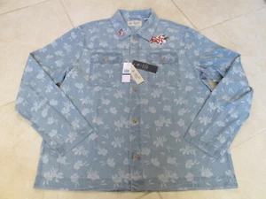 NEW ORIGINAL PENGUIN EMBROIDERED FLORAL PRINT DENIM JACKET SHIRT MENS M $128.00 - Picture 1 of 8