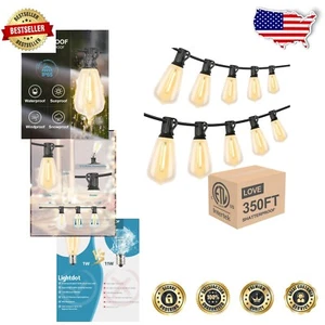 Shatterproof 350FT LED Bistro String Lights - Warm White & Linkable Design - Picture 1 of 10