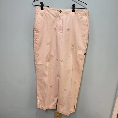 Orvis Womens Pink with Embroidey Starfish Pants Sz 8 Zip Button Loops Pockets - Image 1 of 4