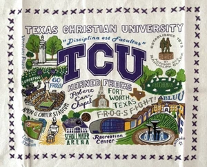 Catstudio Texas Christian Univ TCU Hand Dish Bar Towel Embroidered College - Picture 1 of 6