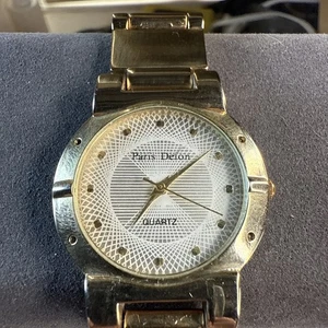 Gents/Uni Paris Delon Gold Tone Wristwatch New Battery Fitted In Good Condition - Picture 1 of 12