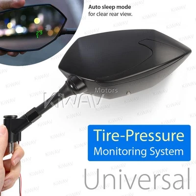 Espejos retrovisores negros BUCK sensor de presión de neumáticos incorporado inalámbrico para Yamaha FZ-03 07 09 Foto 1 de 4