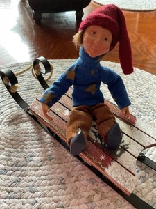 Byers Choice Kindle Boy On Sled - Picture 1 of 4