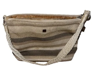 Borsa a tracolla vintage Lina borsetta righe color crema e marrone chiaro - Foto 1 di 10