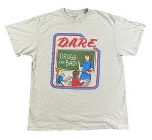 D.A.R.E Dare, Drugs Are Bad Men’s Graphic T-shirt Beige Short Sleeve Large - Picture 1 of 7