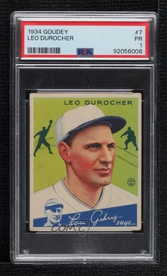 1934 Goudey Big League Chewing Gum R320 Leo Durocher #7 PSA 1 HOF - Image 1 of 2