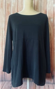 Women’s Medium Tunic Soft Surroundings Black 3/4 Sleeves Pockets Button Back - Picture 1 of 10