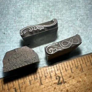 3 Printing Blocks “ Borders “ Ornamental Lead Blocks. Nice Lines! - Picture 1 of 8