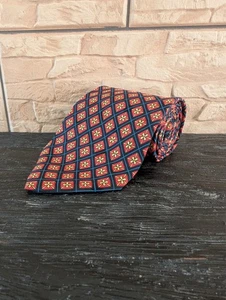 Corbata de seda Brioni vintage geométrica roja azul amarilla seda - Imagen 1 de 9