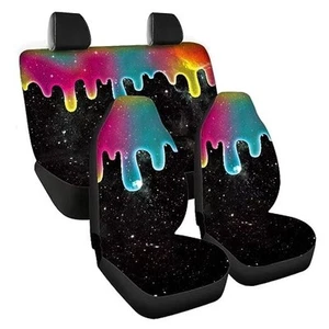 Car Seat Cover 4 Pcs Front and Rear Seat Protection Cover Graffiti Starry Sky - Picture 1 of 8