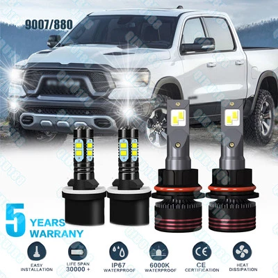 Faro LED alto/bajo para Dodge RAM 1500 2500 3500 1994-1998 + faros antiniebla bombillas Foto 1 de 4