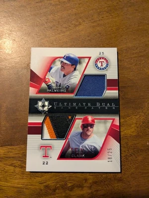 2004 Ultimate Collection Rafael Palmeiro / Will Clark Dual Game Patch #/25 - Image 1 of 2