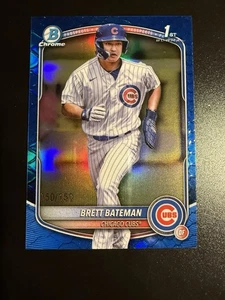 2025 Bowman Chrome Brett Bateman rifrattore blu /150 Chicago Cubs - Foto 1 di 2