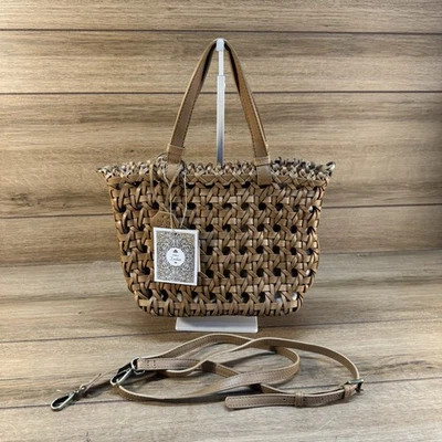 Bolso Bandolera Artesanos India Marrón Cuero Tejido Boho Artesanal Cesta Artística Foto 1 de 4