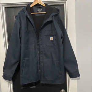 Carhartt Rain Defender Heavyweight Hooded Jacket Mens 2XL Navy Blue TJ5022-M - Picture 1 of 5