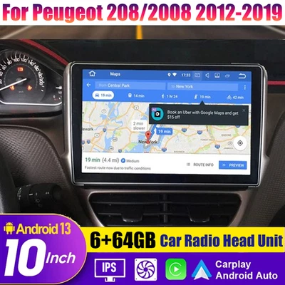 Kit GPS Radio Coche Coche Coche Inalámbrico Carplay y Android Para Peugeot 208/2008 2012-2019 Foto 1 de 4