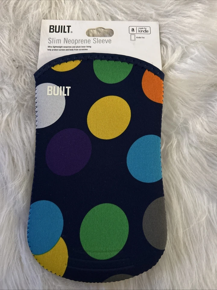 Nueva funda de neopreno delgada CONSTRUIDA - Kindle Fire - negra con lunares multicolores Foto 1 de 4