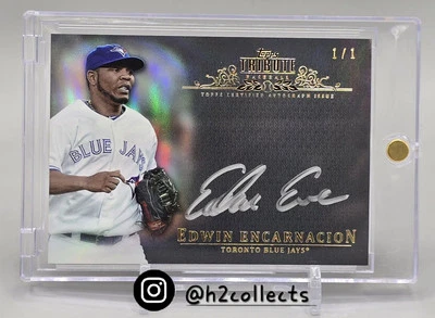 Edwin Encarnacion 1/1 ONYX Silver Ink Auto Blue Jays RARE 2013 Topps Tribute  - Image 1 of 2