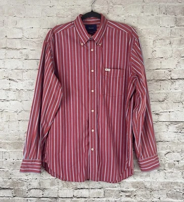 Faconnable Classique мужской L красный синий белый в полоску длинным рукавом рубашка на пуговицах - Изображение 1 из 4