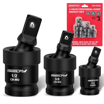 HORUSDY Premium Impact Universal Joint Socket Swivel set 3Pc Ball 1/2" 3/8" 1/2" - Image 1 of 4