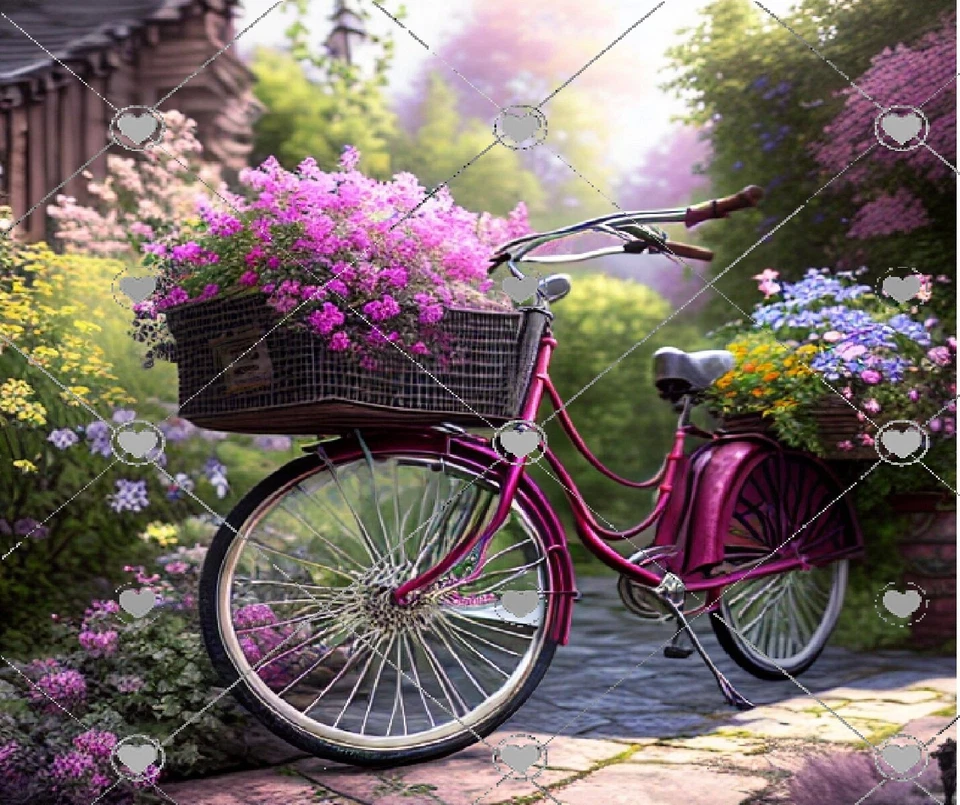 ANTIGUA ALFOMBRILLA DE RATÓN ROSA PARA ORDENADOR FLORAL PÚRPURA JARDÍN BICICLETA EN FLORES 9x7 Foto 1 de 1