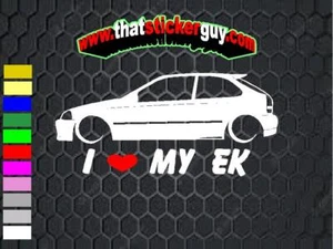 I Heart My EK Sticker for honda civic dohc lowering jdm stance love decal door - Picture 1 of 6