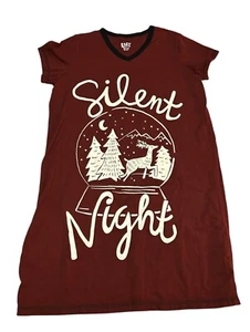 Lazy One Silent Night Red Nightshirt Womens S/M Small Medium Snow Globe Reindeer - Picture 1 of 4