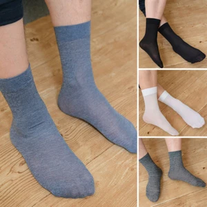 10 Pairs Men Silk Socks Thin Business Ankle Socks Short Leisure Mid Calf Socks. - Picture 1 of 17