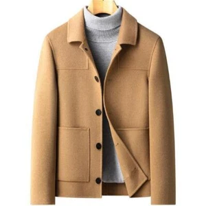 Gabardina corta de lana de doble cara para hombre informal chaquetas de cachemir ropa exterior moda - Imagen 1 de 17