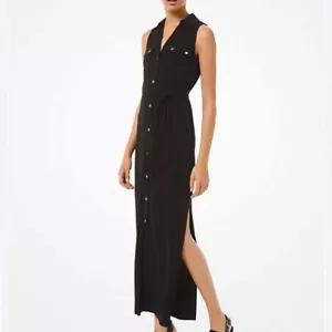 Michael Kors Matte Jersey Maxi Shirt Dress Sz M - Picture 1 of 7