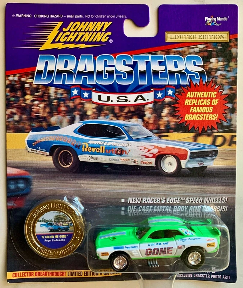 ROGER LINDAMOOD 1972 COLOR ME IDO 1/64 JOHNNY VERDE RELÁMPAGO COCHE DIVERTIDO Foto 1 de 1