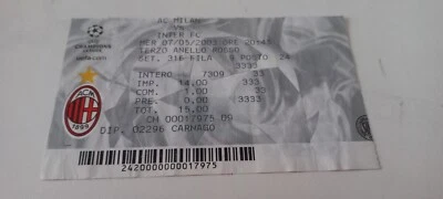 BIGLIETTO TICKET CHAMPIONS LEAGUE SEMIFINALE MILAN INTER 7/5/2003 - Immagine 1 di 2