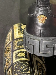 RARO VERSACE BARROCO BARROCO CUADRADO ORO EN RELIEVE 12 45 ZAPATILLAS ZAPATOS AUTÉNTICOS - Imagen 1 de 24