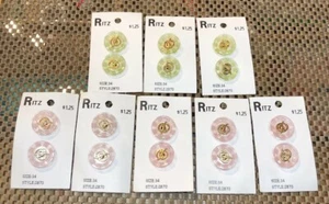 Posten 14 Ritz rosa und grün mit goldenen klaren Knöpfen neu auf Originalkarten - Bild 1 von 8