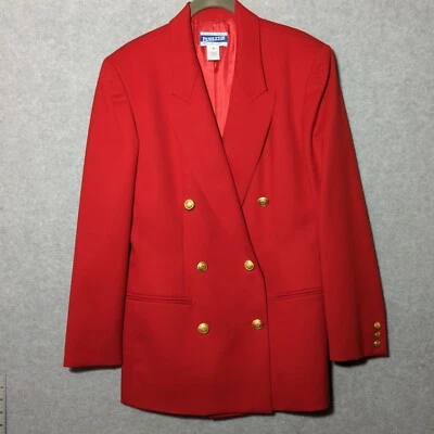 Womens Pendleton Wool Blazer Jacket  Red  Gold Buttons 8 VTG Retro Old Money - Image 1 of 4